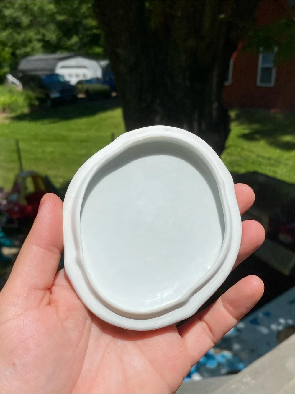 Vintage Portugal Porcelain Trinket Dish Delicate Floral Blue Gold Design